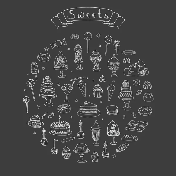 Tatlılar Icons set — Stok Vektör