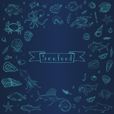 Deniz ürünleri simgeleri ayarlandı