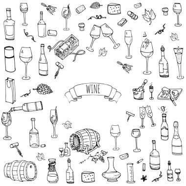 Wine icons set clipart