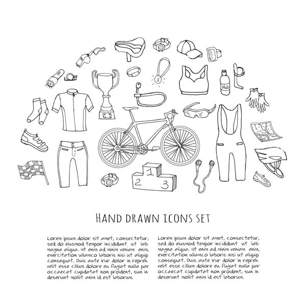 Conjunto de equipamentos de bicicleta — Vetor de Stock