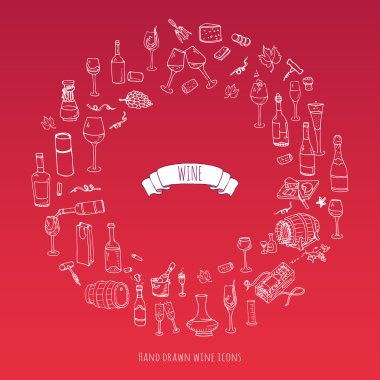 şarap Icons set
