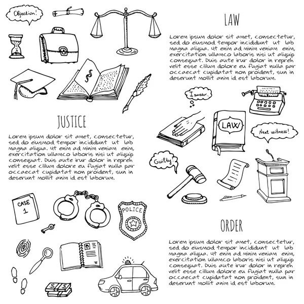 法律和正义的集 — 图库矢量图片