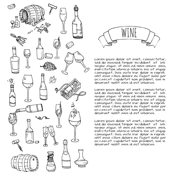 Conjunto de ícones de vinho — Vetor de Stock