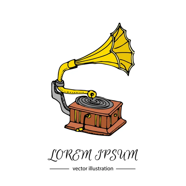 Gramofon ikon zene — Stock Vector