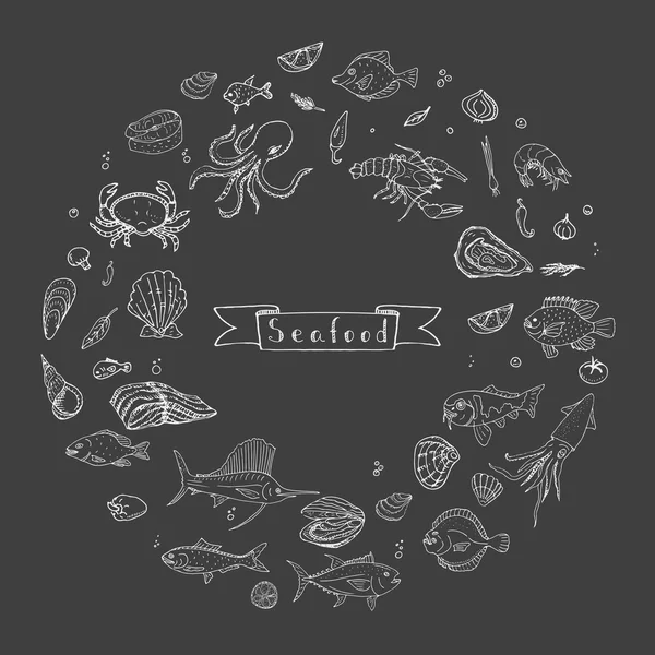 Ensemble d'icônes de fruits de mer — Image vectorielle