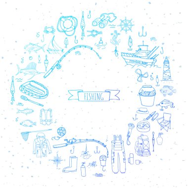 Balıkçılık Icons set