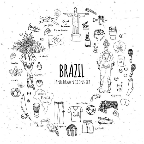 Brazilië icons set — Stockvector