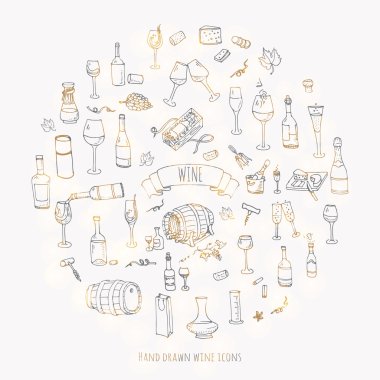 şarap Icons set