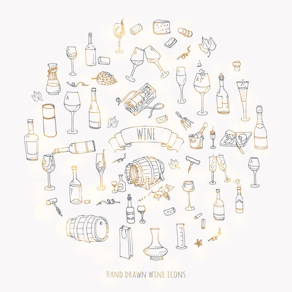 Wine icons set