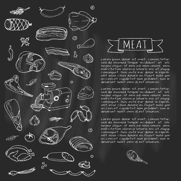 Fleisch-Ikonen gesetzt — Stockvektor