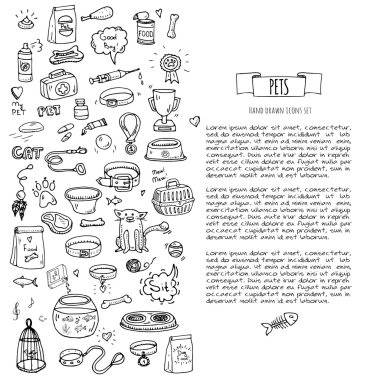 evde beslenen hayvan Icons set