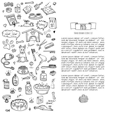 evde beslenen hayvan Icons set