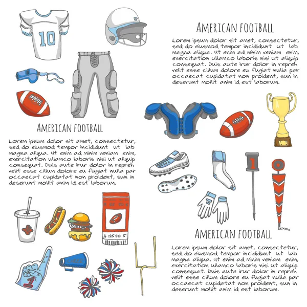 Ensemble de football américain Doodle — Image vectorielle