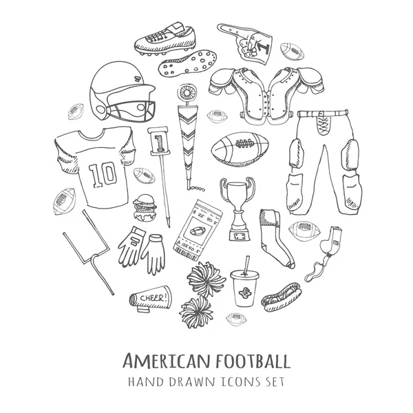 Conjunto de futebol americano Doodle — Vetor de Stock