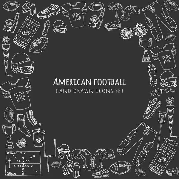 Conjunto de futebol americano Doodle —  Vetores de Stock