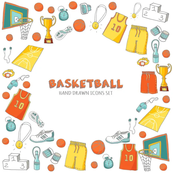 Hand drawn doodle basketball set. — 图库矢量图片