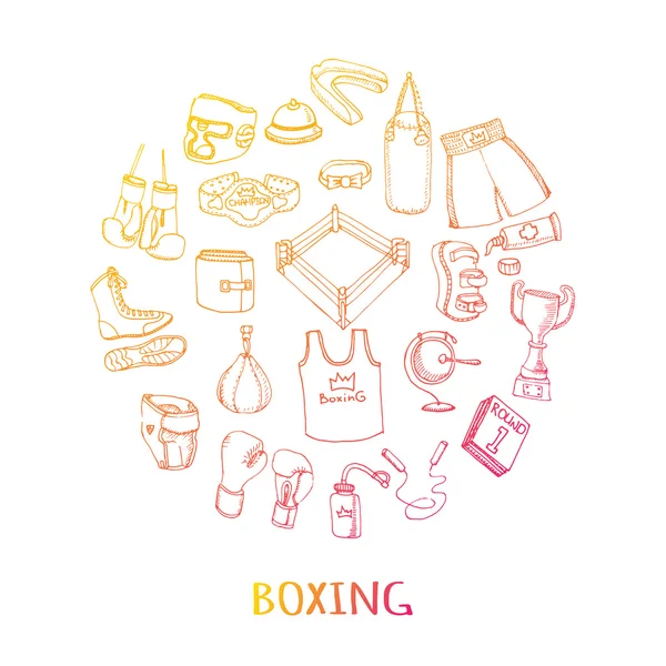 Doodle boxing set — Stockový vektor