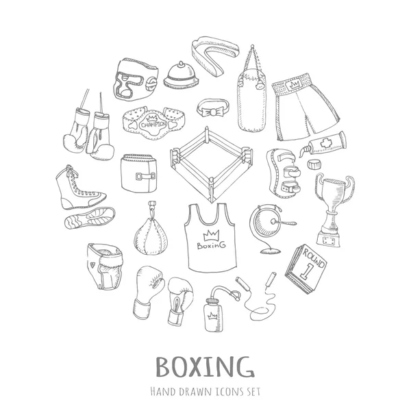 Conjunto de boxe doodle — Vetor de Stock