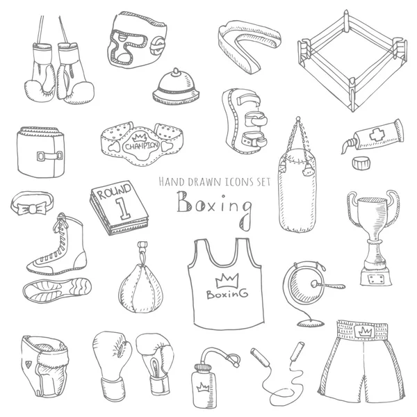 Juego de boxeo doodle — Archivo Imágenes Vectoriales