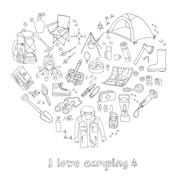 Matériel de camping symboles et icônes — Image vectorielle