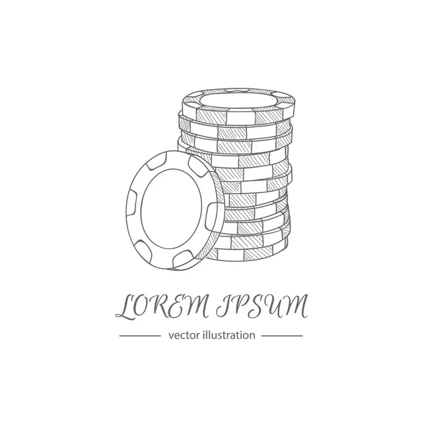 Icono de fichas de casino — Vector de stock