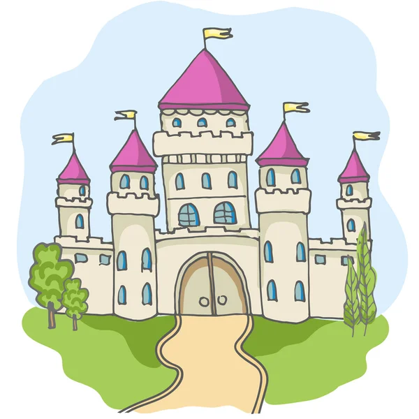 Desenho animado ícone do castelo conto de fadas — Vetor de Stock