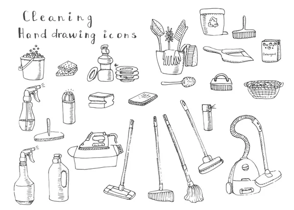 Cleaning symbols and tools — Stock vektor