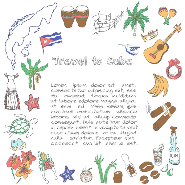 Travel to Cuba icons — Stock vektor