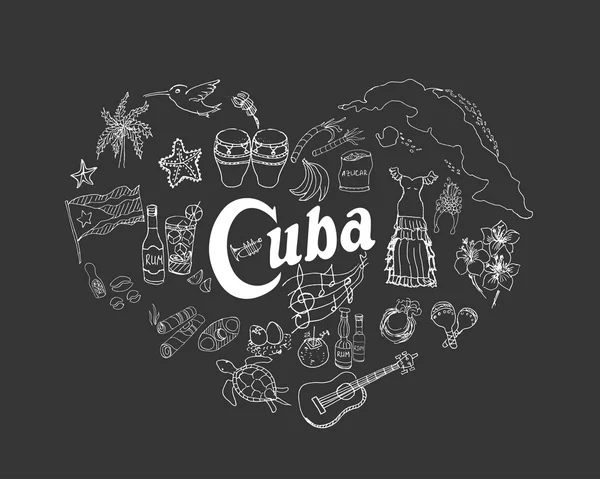 Travel to Cuba icons — Stock vektor