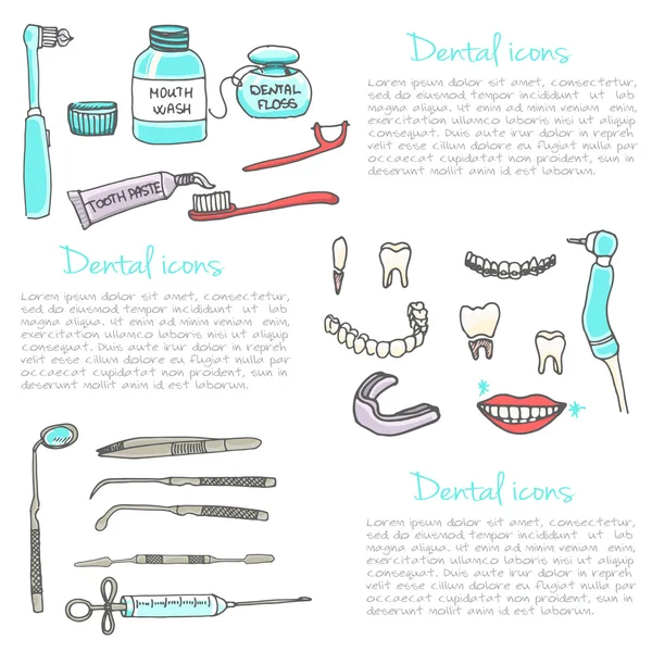 Iconos de cuidado dental — Vector de stock