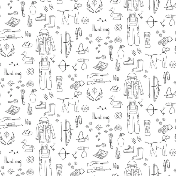 Hand drawn doodle hunting set — Stock Vector