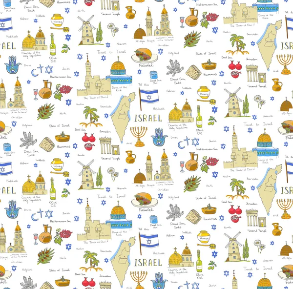 Disegnato a mano Israele icone — Vettoriale Stock