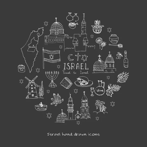 Hand getekende Israël pictogrammen — Stockvector