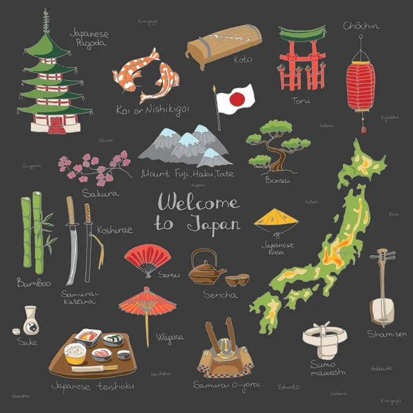 Welcome to Japan set. — Stock Vector