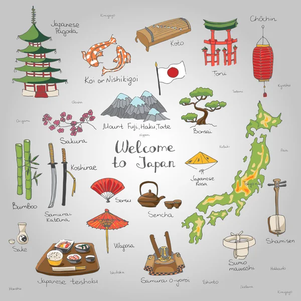 Bienvenue au Japon ensemble . — Image vectorielle