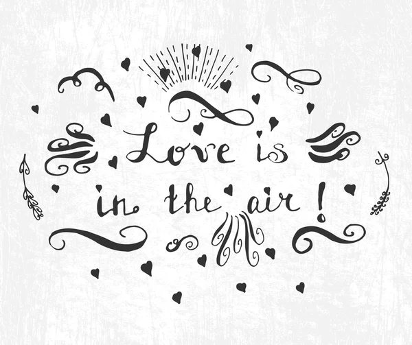 L'amour est dans l'air Lettrage calligraphique — Image vectorielle