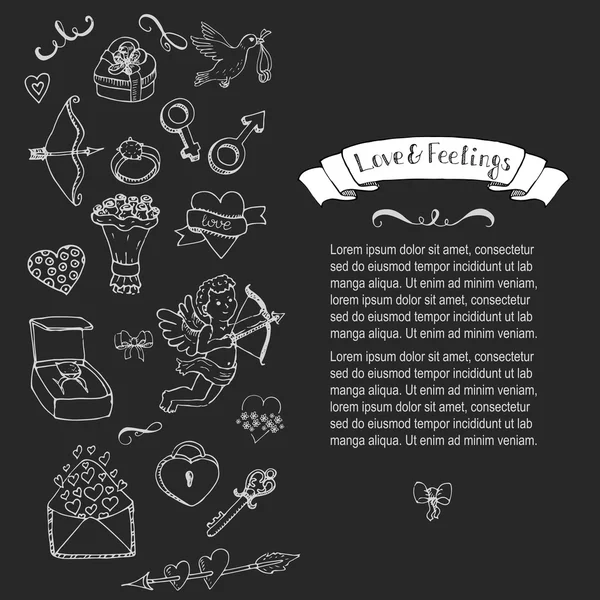 Colección Doodle Love and Feelings . — Vector de stock