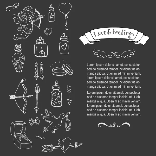 Colección Doodle Love and Feelings . — Vector de stock