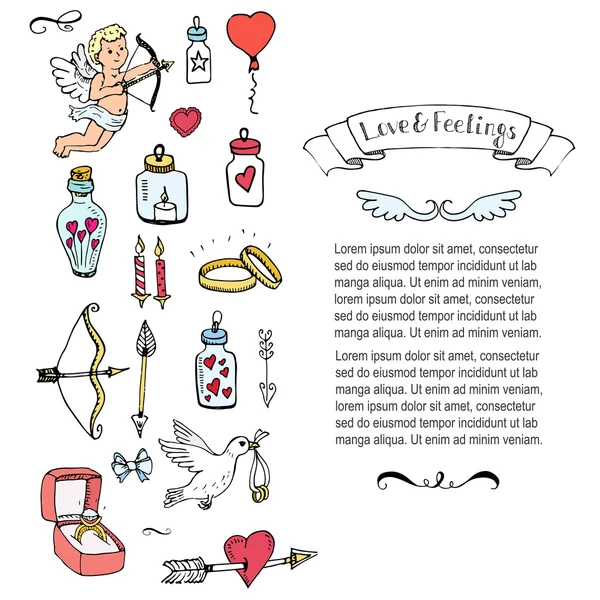 Colección Doodle Love and Feelings . — Vector de stock