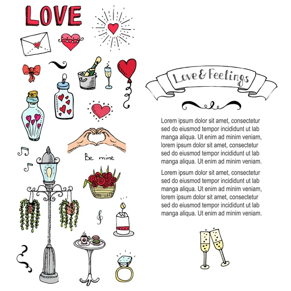 Colección Doodle Love and Feelings . — Vector de stock