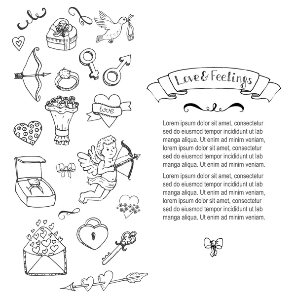 Colección Doodle Love and Feelings . — Vector de stock