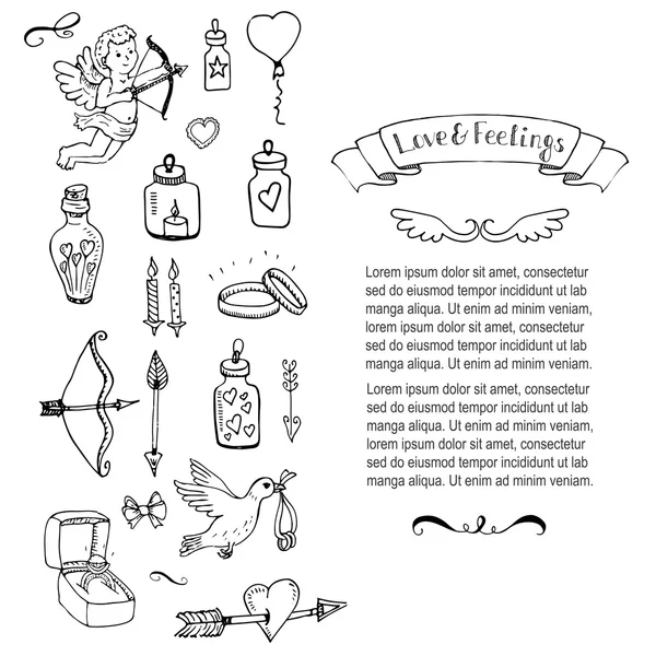 Colección Doodle Love and Feelings . — Vector de stock