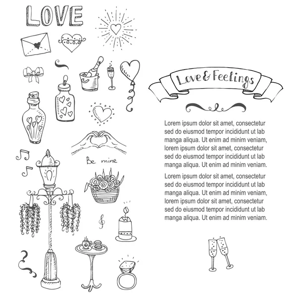 Colección Doodle Love and Feelings . — Vector de stock