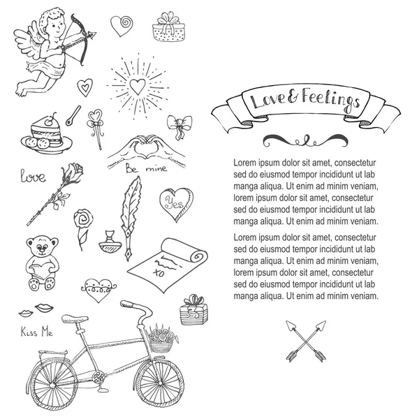 Colección Doodle Love and Feelings . — Archivo Imágenes Vectoriales