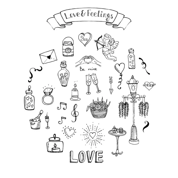 Colección Doodle Love and Feelings . — Vector de stock