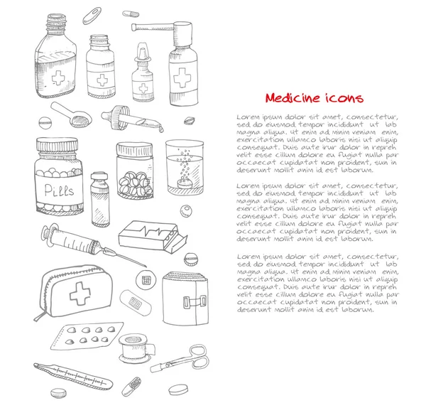 Symbole des Gesundheitswesens und der Medizin — Stockvektor