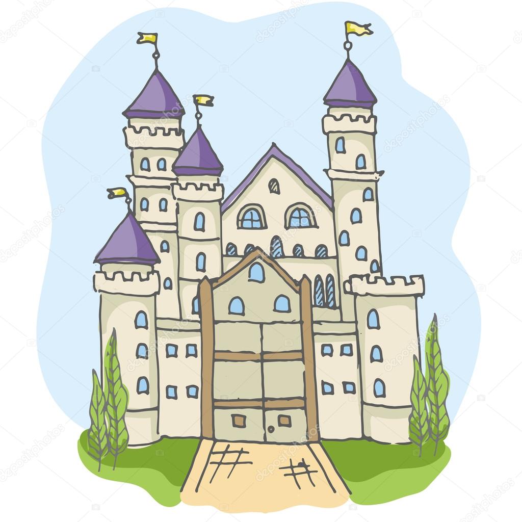 Dibujo animado cuento de hadas icono del castillo — Vector de stock