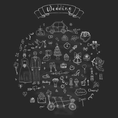 El çizilmiş doodle Düğün koleksiyonu
