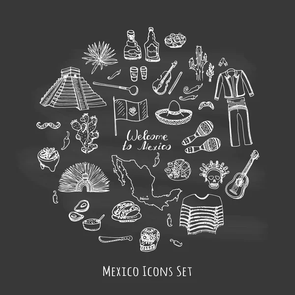 Welkom bij Mexico icons set — Stockvector