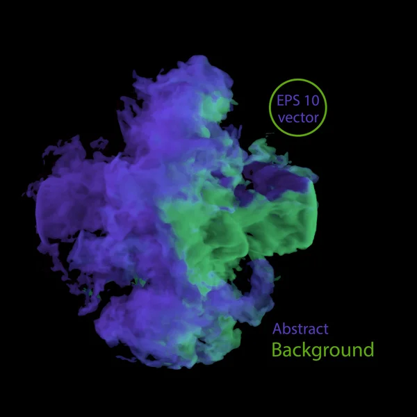 Púrpura y verde, humo sobre negro . — Vector de stock